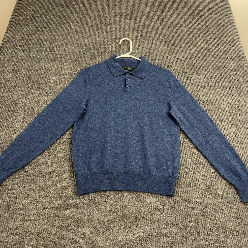 Christian Lacroix Sweater Mens M Blue 100% Extrafine Merino Wool Polo Style